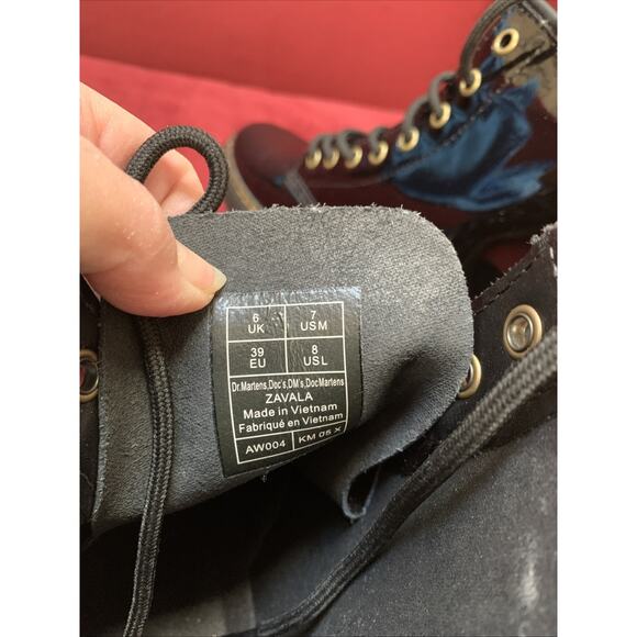 Doc Dr. Martens Womens Size 8 Airwair Combat Shiny Black Leather Boots ZAVALA - Picture 7 of 9